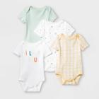 Baby 4pk 'abc' Short Sleeve Bodysuit - Cloud Island Mint/yellow/white