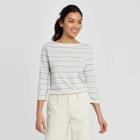 Women's Slim Fit Long Sleeve Boat Neck T-shirt - A New Day Blue
