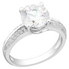No Brand White Cubic Zirconia Silver Engagement Ring - 5 - Silver, Women's, Size: 5.0,