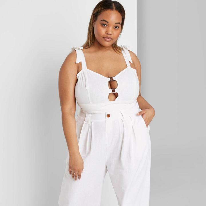 Women's Plus Size Sleeveless Sweetheart Neck Cropped Top - Wild Fable Cream 1x, Women's, Size: