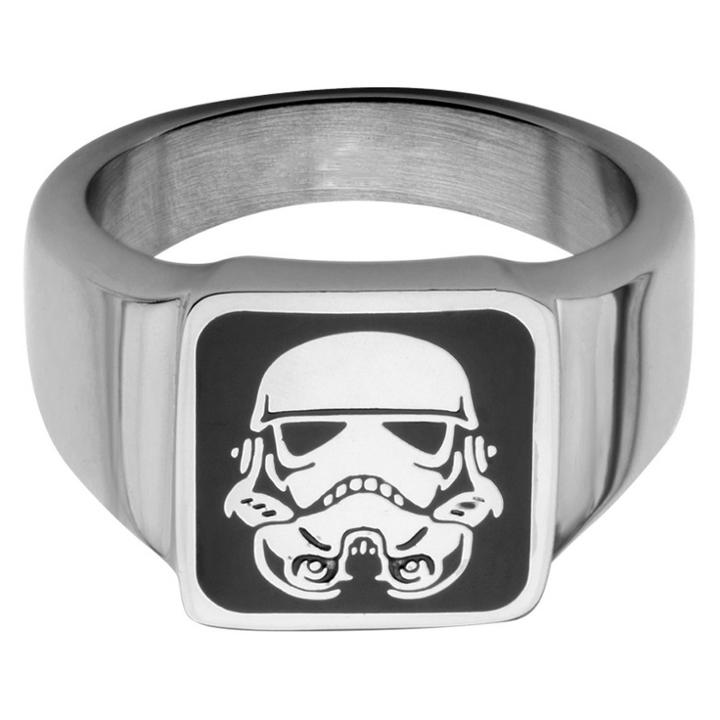 Men's Star Wars Stormtrooper Stainless Steel Square Top Ring (9), Size: