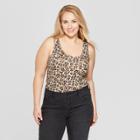 Women's Plus Size Leopard Print Scoop Neck Perfect Tank - Ava & Viv Brown