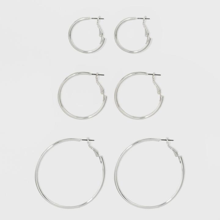Hoop Earring Set 3ct - A New Day Silver,