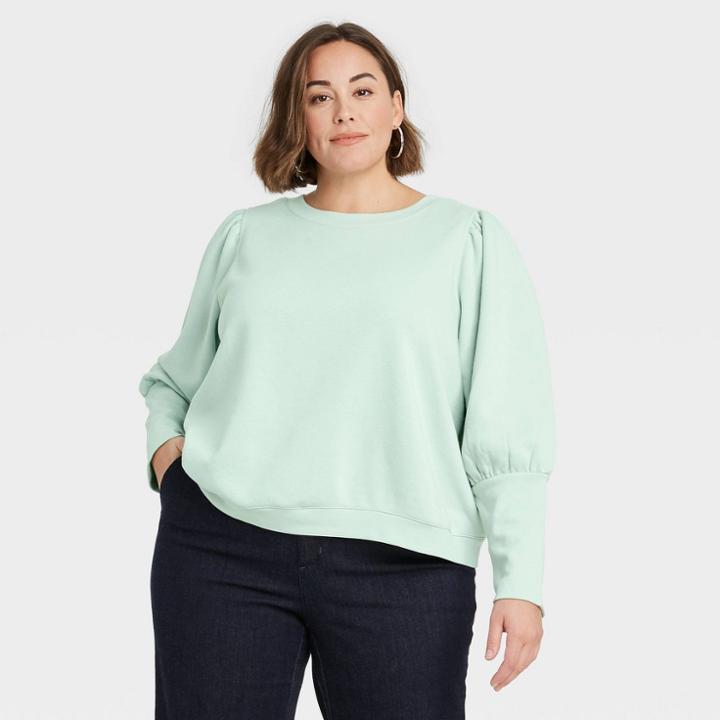 Women's Plus Size High Cuff French Terry Sweatshirt - A New Day