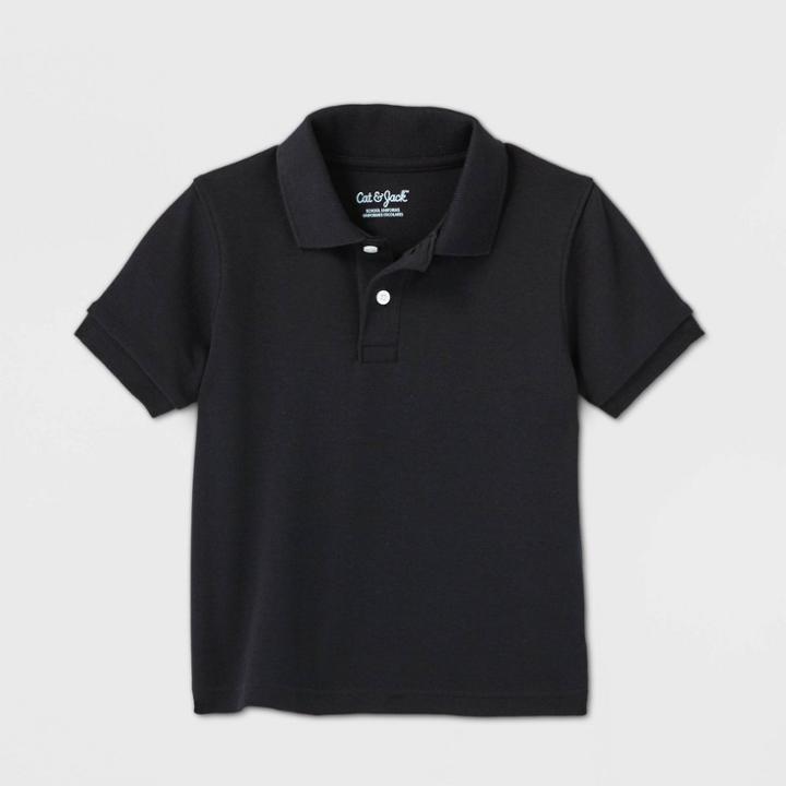 Petitetoddler Boys' Short Sleeve Interlock Uniform Polo Shirt - Cat & Jack Black