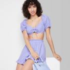 Women's Bra Top - Wild Fable Lavender Gingham Xxs, Purple Gingham