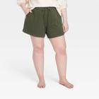 Women's Plus Size French Terry Shorts 5 - All In Motion Olive Green