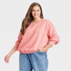 Women's Plus Size Quilted Sweatshirt - A New Day Pink