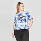 Women's Plus Size Short Sleeve Los Angeles Cropped Graphic T-shirt - Mighty Fine (juniors') - Blue