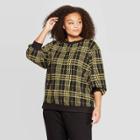 Women's Plus Size Plaid Long Sleeve Boat Neck Sweatshirt - Who What Wear Yellow