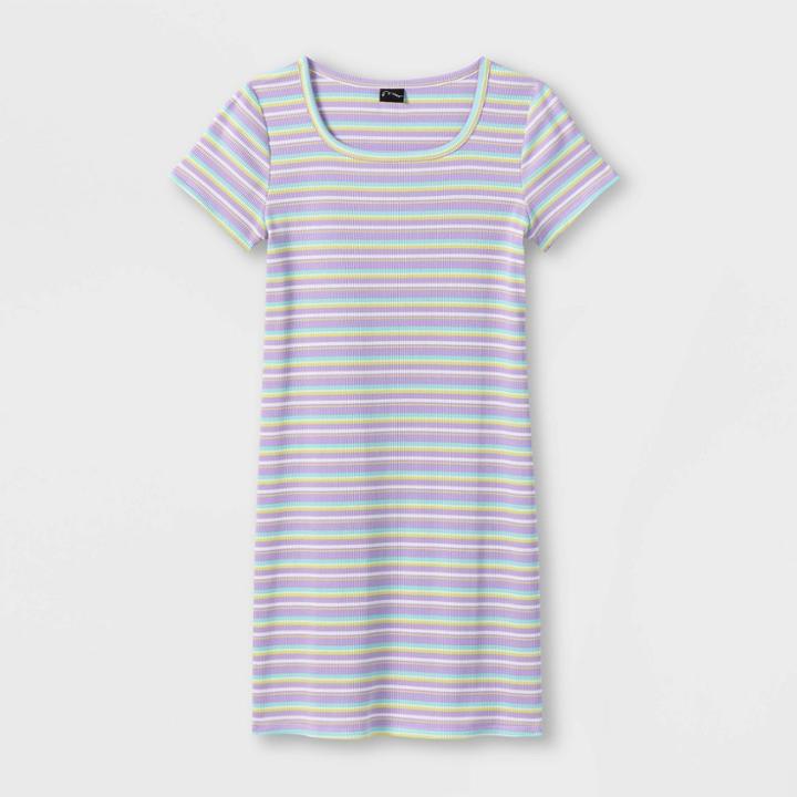 Girls' U-neck Knit Dress - Art Class Purple/green