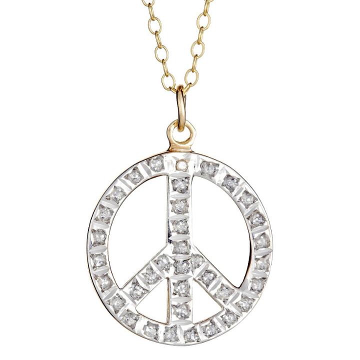 Target Sterling Silver Peace Pendant Necklace With Diamond Accents - Yellow, Women's