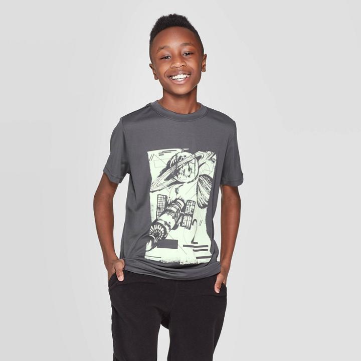 Petiteboys' Space Short Sleeve Athletic Graphic T-shirt - Cat & Jack Gray M, Boy's,