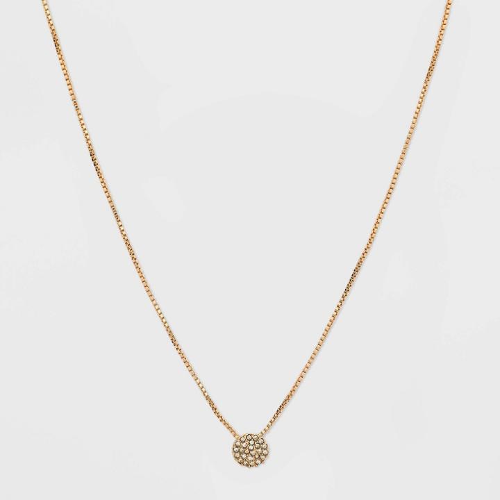 Pave Circle Pendant Necklace - A New Day Gold