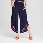Women's Floral Print Embroidered Soft Pants - Xhilaration Navy