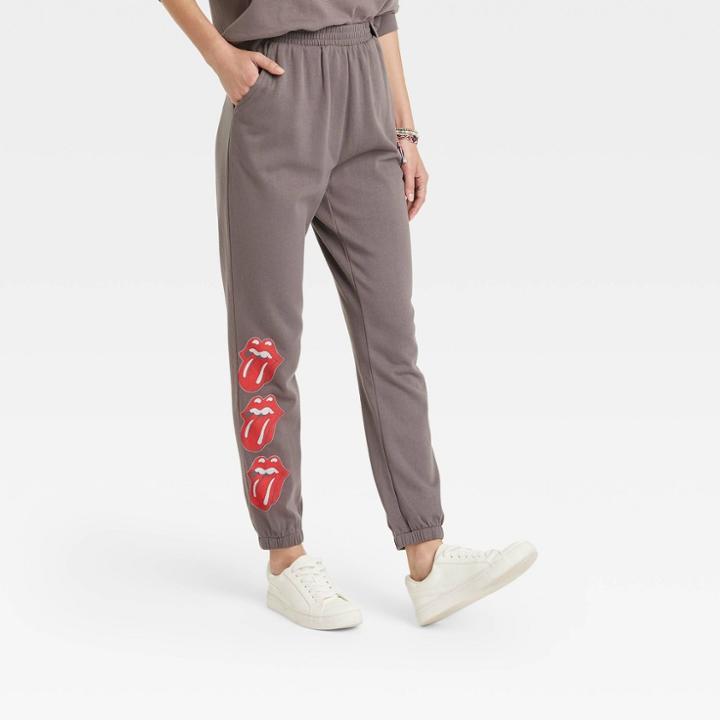 The Rolling Stones Women's Rolling Stones Logo Graphic Jogger Pants - Heather Gray