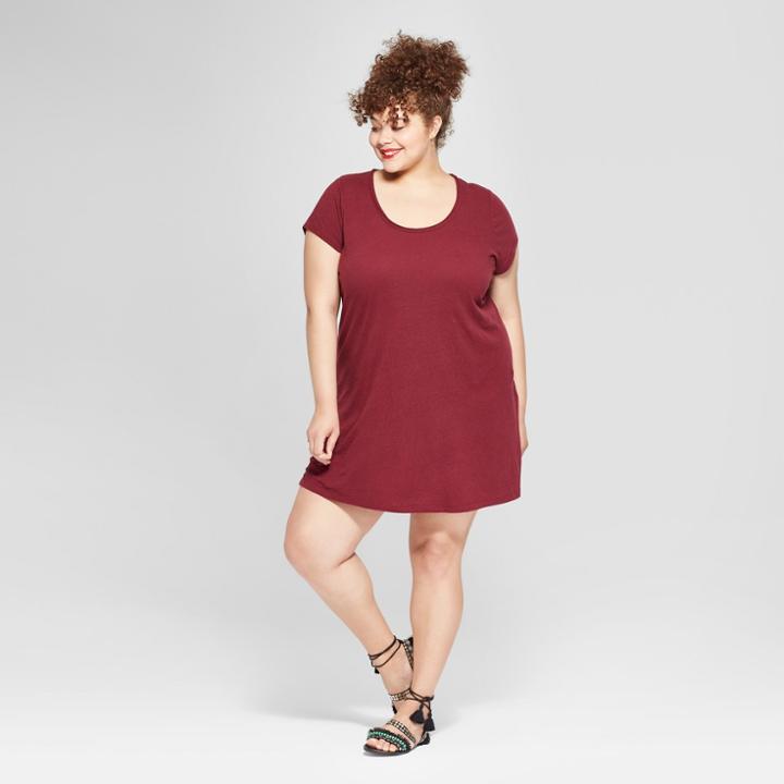 Women's Plus Size T-shirt Dress - Universal Thread Burgundy (red) X