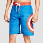 Men's Marvel Captain America Logo Board Shorts 9.5 - Navy