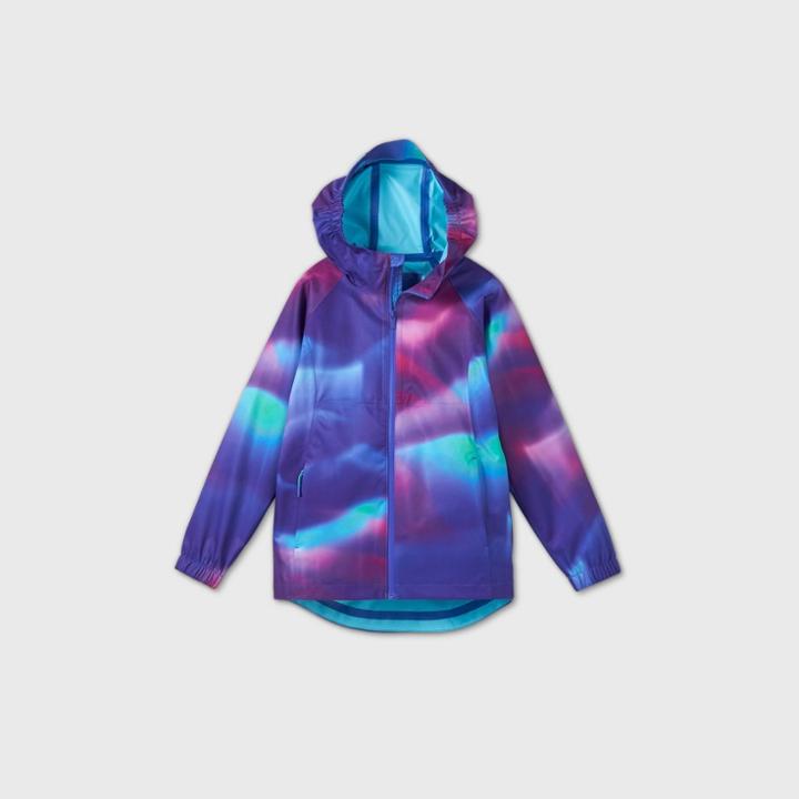Girls' Waterproof Shell Jacket - All In Motion Purple Xs, Purple/white