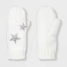 Girls' Chunky Knit Mittens - Cat & Jack Cream One Size, Girl's, Beige