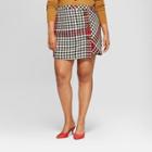 Women's Plus Size Plaid A-line Mini Skirt - Who What Wear Black/white