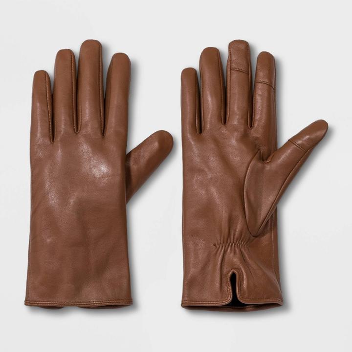 Women's Leather Gloves - A New Day Camel