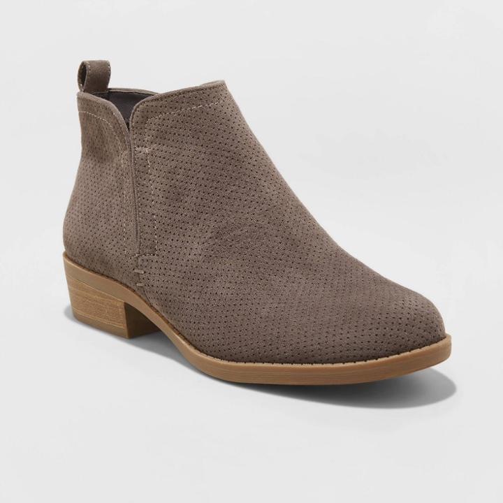 Women's Dylan Microsuede Laser Cut Zip Bootie - Universal Thread Gray