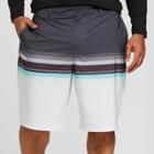 Men's Big & Tall Striped 10.5 Contract Hybrid Swim Shorts - Goodfellow & Co Dark Gray