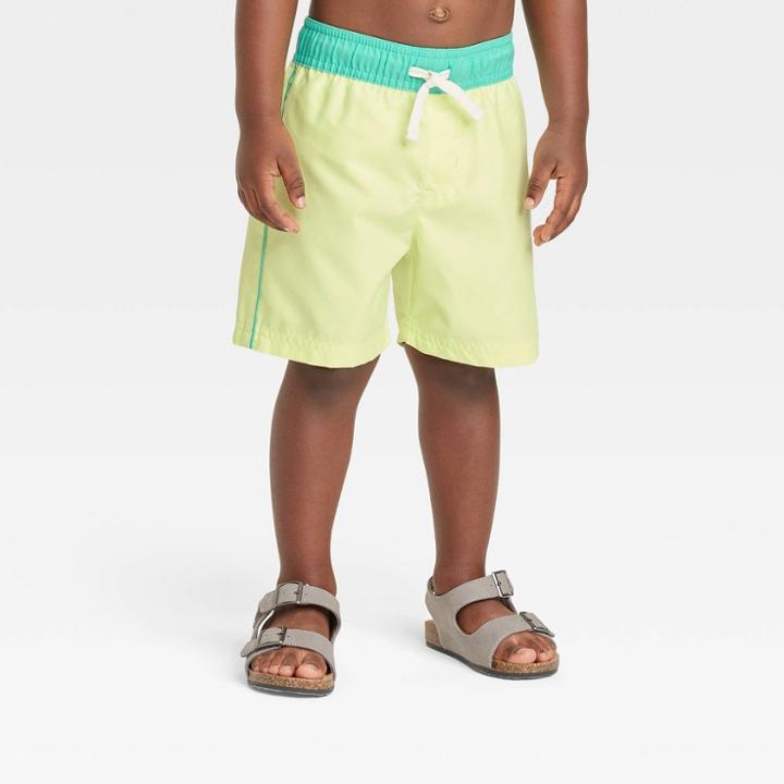 Toddler Boys' Solid Swim Shorts - Cat & Jack Green