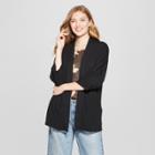 Women's Open Front 3/4 Sleeve Knit Cardigan - A New Day Black