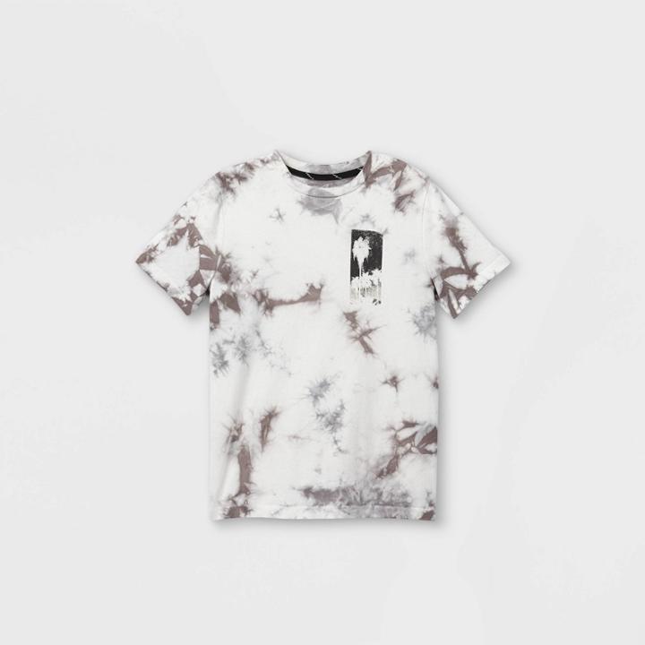Boys' Tie-dye Skate Graphic Short Sleeve T-shirt - Art Class White