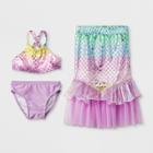 Toddler Girls' 3pc Mermaid Skirt Bikini Set - Cat & Jack Purple