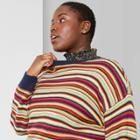 Women's Plus Size Striped Crewneck Oversized Sweater - Wild Fable Rainbow 3x,