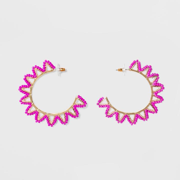 Sugarfix By Baublebar Delicately Beaded Hoop Earrings - Purple, Girl's