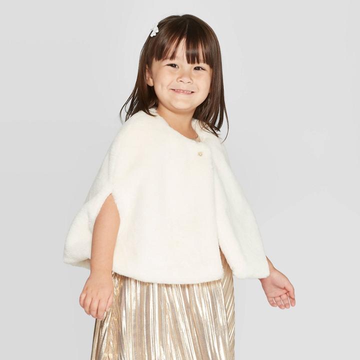 Oshkosh B'gosh Toddler Girls' Faux Fur Cape - Ivory 12m, Toddler Girl's, White
