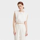 Women's Slim Fit Extended Shoulder Gauze Tank Top - A New Day Cream