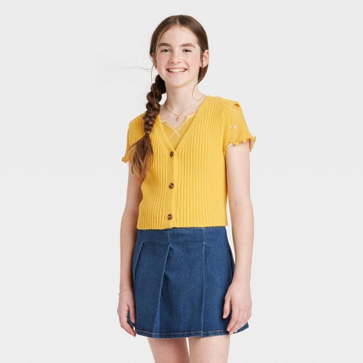 Girls' Boxy Cropped Sweater Vest - Art Class Yellow