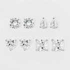 Cubic Zirconia Round Square Pear And Heart Stud Earring Quad Set - A New Day , Women's, Clear