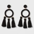 Threaded Circle Stud And Hoop With Mini Thread Tassels Drop Earrings - A New Day Black