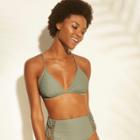 Women's Macrame Back Triangle Bikini Top - Xhilaration Olive