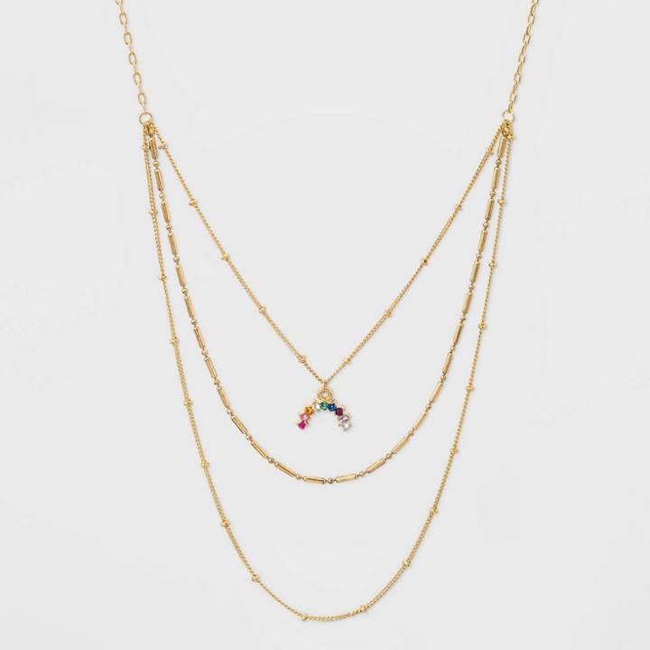 Sugarfix By Baublebar Colorful Crystal Pendant Layered Necklace - Rainbow, Girl's