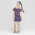 Girls' Watermelon Print Knit Romper - Cat & Jack Blue
