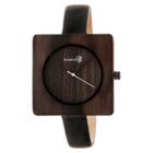Earth Wood Women's Teton Leather Strap Watch - Dark Brown