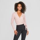 Women's Long Sleeve Hacci Knit Wrap Top - Xhilaration Rose (pink)