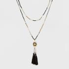 Delicate Multi Row Beaded Layer With Tassel Necklace - Universal Thread,