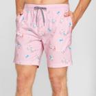 Trinity Collective Men's Striped 7.5 Duck Patterned Elastic Waist Board Shorts - Pink