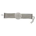 Zirconmania Multi-pave Fine Crystal Round Dome With Multi-link Strands Bracelet And Lobster Clasp - Rhodium, Women's, Clear