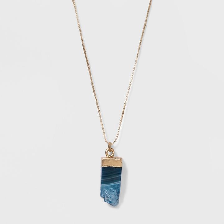 Semi Precious Short Pendant Necklace - Universal Thread Blue, Blue/light Gold