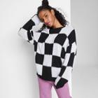 Women's Crewneck Pullover Sweater - Wild Fable Black Check