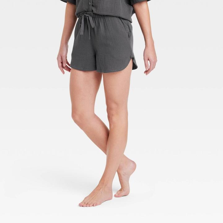 Women's Cotton Gauze Shorts - Stars Above Charcoal Gray